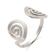 304 Stainless Steel Open Cuff Rings, Vortex, Stainless Steel Color, Inner Diameter: 18.4mm(RJEW-Q808-06P)