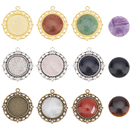 CHGCRAFT DIY Oval Pendant Making Kit, Including Natural & Synthetic Mixed Stone Cabochons, Alloy Pendant Cabochon Settings, Cabochon: 9pcs/box(DIY-CA0003-60)