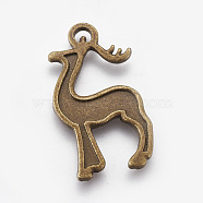 Tibetan Style Alloy Pendant Enamel Settings, Sika Deer, Antique Bronze, 30.5x17x2mm, Hole: 1.5x3mm(PALLOY-WH0051-02AB-04)