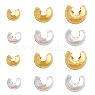 300Pcs 6 Styles Brass Crimp Beads Covers, Golden & Silver, 4.5~6mm, Hole: 1.5mm, 50pcs/style(KK-CJ0001-93)