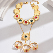 Elegant Classical Copper Plated Gold Coin Flower Lady Finger Bracelet(YT2955-2)