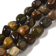 Natural Petrified Wood Beads Strands, Nuggets, Tumbled Stone, 7~15x6~10x5.5~8mm, Hole: 1mm, about 47~49pcs/strand, 15.55~15.94 inch(39.5~40.5cm)(G-B078-D18-01)