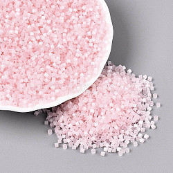 Imitation Cat Eyes Glass Seed Beads, Dyed, Cylinder, Pink, 1.6x1.3mm, Hole: 0.8mm, about 60000pcs/pound(SEED-H003-03A)