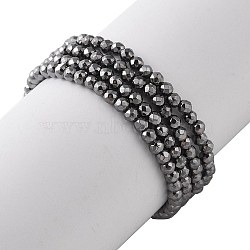 Electroplate Beads Strands, Faceted, Round, Gunmetal Plated, 2x2mm, Hole: 0.5mm, about 186~209pcs/strand, 13.78~16.14''(35~41cm)(EGLA-H104-01C)