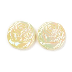 UV Plated Acrylic Beads, Iridescent, Flower, Yellow, 23.5x23x5.5mm, Hole: 2mm(SACR-C003-02C)