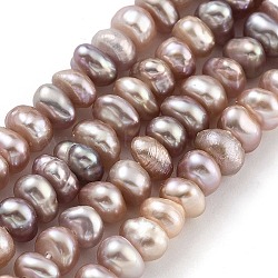 Natural Cultured Freshwater Pearl Beads Strands, Rondelle, Rosy Brown, 3~3.5mm, Hole: 0.6mm, about 66pcs/strand, 7.09 inch(18cm)(PEAR-C003-32C)