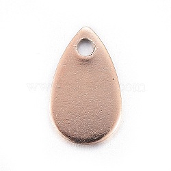 Ion Plating(IP) Stainless Steel Charms, teardrop, Stamping Blank Tag, Rose Gold, 10x6x0.6mm, Hole: 1.2mm(X-STAS-L211-02B-RG)
