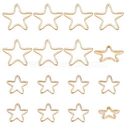 32Pcs 2 Style Brass Linking Rings, Real 14K Gold Plated, Star, 7~10.5x7.5~11x1mm, Inner Diameter: 6~9x6.2~9mm, 16pcs/style(KK-BC0012-60)