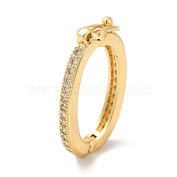 Brass Micro Pave Clear Cubic Zirconia Twister Clasps , Long-Lasting Plated, Cadmium Free & Nickel Free & Lead Free, Real 18K Gold Plated, 20x14.5x2.2mm(KK-H434-21G)