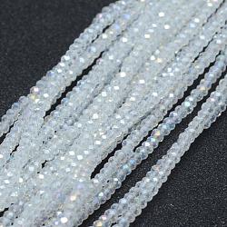 Electroplate Glass Beads Strands, AB Color Plated, Faceted, Rondelle, Clear AB, 2.3~2.7x1.5mm, Hole: 0.5mm, about 150~155pcs/strand, 32~33cm(EGLA-J144-AB-A01)