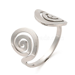 Non-Tarnish 304 Stainless Steel Open Cuff Rings, Vortex, Stainless Steel Color, Inner Diameter: 18.4mm(RJEW-Q808-06P)