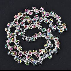 Electroplate Glass Beads Strands, Teardrop, Hot Pink, 10~11x8mm, Hole: 1mm, about 93pcs/strand, 62cm(EGLA-D030-17X)