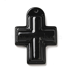 Opaque Resin Pendants, Religion Cross Charms, Black, 36.5x26x7mm, Hole: 1.8mm(RESI-P022-01A)