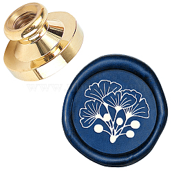 Wax Seal Brass Stamp Head, with Engraving Logo, for Wax Seal Stamp, Round, Flower Pattern, 25x15mm, Hole: 7mm(AJEW-WH0127-26G)