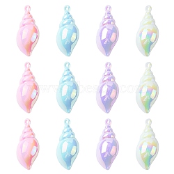 20Pcs 4 Colors Acrylic Pendants, AB Color, Conch Charm, Mixed Color, 43.5x22x17mm, Hole: 2.5mm, 5pcs/color(SACR-CJ0001-40)