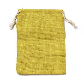 Rectangle Cloth Packing Pouches, Drawstring Bags, Yellow, 16x12.85x0.45cm