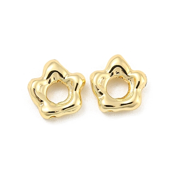 Brass Beads, Flower, Real 18K Gold Plated, 9x8.5x3mm, Hole: 3.5mm