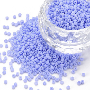 13/0 Glass Seed Beads, Macaron Color, Round Hole, Round, Royal Blue, 13/0, 2~2.3x1.5mm, Hole: 0.8mm, about 450g/bag