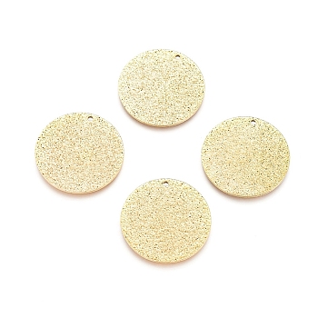 Ion Plating(IP) 304 Stainless Steel Textured Pendants, Flat Round, Golden, 25x1mm, Hole: 1mm