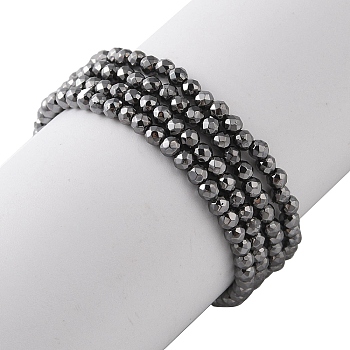 Electroplate Beads Strands, Faceted, Round, Gunmetal Plated, 2x2mm, Hole: 0.5mm, about 186~209pcs/strand, 13.78~16.14''(35~41cm)