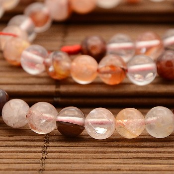 Natural Hematoid Quartz Round Beads Strands, Ferruginous Quartz , 6mm, Hole: 1mm, about 64pcs/strand, 14.9 inch