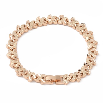 Brass Link Chain Bracelets for Women Men, Light Gold, Heart, 7-1/8 inch(18cm), Link: 10x8x3mm