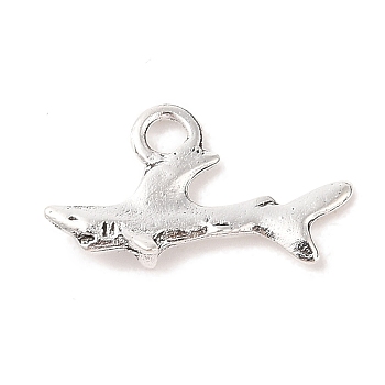 Tibetan Style Zinc Alloy Pendants, Shark Shape, Lead Free & Cadmium Free, Antique Silver, 13x24.8x5mm, Hole: 2.5mm