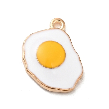 Alloy Enamel Pendants, Light Gold, Fried Egg/Poached Egg Charm, Gold, 19x15x3mm, Hole: 1.5mm
