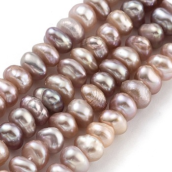 Natural Cultured Freshwater Pearl Beads Strands, Rondelle, Rosy Brown, 3~3.5mm, Hole: 0.6mm, about 66pcs/strand, 7.09 inch(18cm)