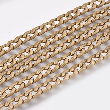 Aluminum Twisted Chains Curb Chains, Unwelded, Dark Olive Green, 7x4x1.5mm