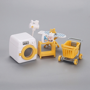 Plastic Miniature Ornaments, Micro Landscape Home Dollhouse Accessories, Washing Machine, White, Package Size: 90x55x85mm