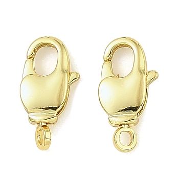 Brass Lobster Claw Clasps, Long-Lasting Plated, Rack Plating, Lead Free & Cadmium Free, Ion Plating(IP), Real 18K Gold Plated, 14x7x3mm, Hole: 1.6mm