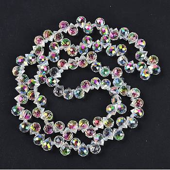 Electroplate Glass Beads Strands, Teardrop, Hot Pink, 10~11x8mm, Hole: 1mm, about 93pcs/strand, 62cm