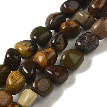 Natural Petrified Wood Beads Strands, Nuggets, Tumbled Stone, 7~15x6~10x5.5~8mm, Hole: 1mm, about 47~49pcs/strand, 15.55~15.94 inch(39.5~40.5cm)