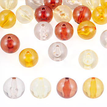 20Pcs 4 Colors Transparent Acrylic Beads, Round, Mixed Color, 20x19mm, Hole: 3mm, 5pcs/color 