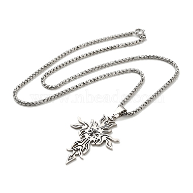 304 Stainless Steel Pendant Necklaces for Women Men(NJEW-G123-13P)-3
