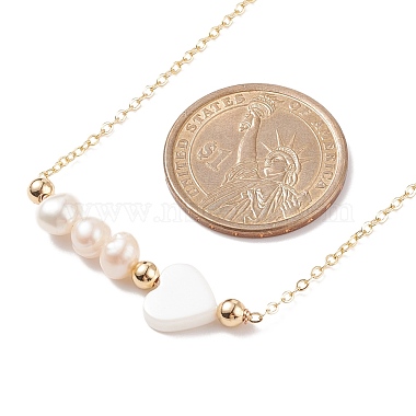 Natural Pearl & Shell Heart Beaded Pendant Necklaces(NJEW-JN03898-01)-6