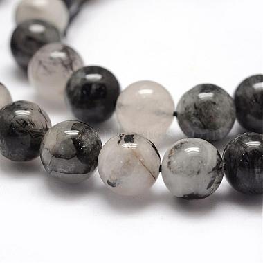 Natural Black Rutilated Quartz Bead Strands(G-P217-32-10mm)-3