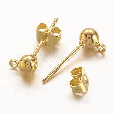 Golden Color Brass Post Earring Findings(X-EC593-G)-2