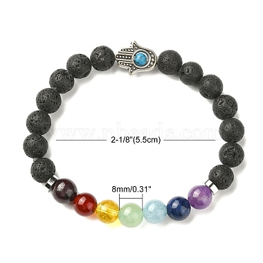 Chakra Jewelry Natural Lava Rock Bead Stretch Bracelets(X-BJEW-JB02272)-3