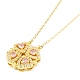 Brass Pave Cubic Zirconia Heart Clover Pendant Necklaces(NJEW-K276-01G-02)-1