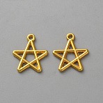 Zinc Alloy Pendants, Star Charms, Golden, 16x14x1.5mm, Hole: 1.3mm(FIND-WH0139-508G)