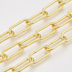Unwelded Iron Paperclip Chains, Drawn Elongated Cable Chains, with Spool, Golden, 16x7x1.6mm, about 82.02 Feet(25m)/roll(CH-S125-01B-G)