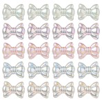 UV Plating Luminous Transparent Acrylic Beads, Glow in The Dark, Bowknot, Mixed Color, 24.5x32.5x12mm, Hole: 4mm(OACR-P010-08)