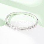 304 Stainless Steel Micro Pave Cubic Zirconia Hinged Bangles for Women, Stainless Steel Color, Inner Diameter: 2-3/8x1-7/8 inch(5.9x4.75cm)(BJEW-Z146-04P)