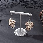 Halloween Theme Dyed Synthetic Turquoise Skull Dangle Earrings, with Glass Seed Beads and 316 Surgical Stainless Steel Earring Hooks, Stainless Steel Color, 55~56mm(EJEW-TA00687)