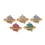 304 Stainless Steel Rhinestone Connector Charms, Ion Plating(IP), Planet Shape Links, Real 18K Gold Plated, Mixed Color, 14x18x3mm, Hole: 1mm(STAS-L318-22G)