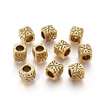 Tibetan Style Spacer Beads, Antique Golden Color, Lead Free & Nickel Free & Cadmium Free, Tube, 9x9x9mm, Hole: 5.5mm(GLF0986Y-NF)