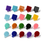 Acrylic Stud Earring Findings, with 316 Surgical Stainless Steel Pins, Flat Round & Square, Stainless Steel Color, Mixed Color, 18x15mm, Hole: 1.5mm, Pin: 0.7mm(EJEW-H181-01P)