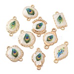 Alloy Enamel Pendants, Mixed Shapes Charms, Green, Golden, 17~27x12~20.5x2~3mm, Hole: 1.5~2mm(AL-B002-02G)